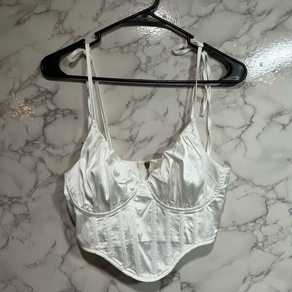 Missguided Sayin White Corset Top Size 4